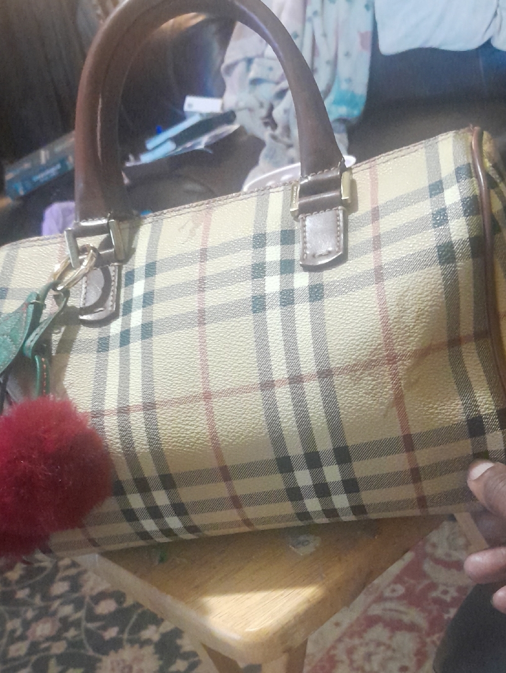 Authentic Burberry Plaid Boston Handbag